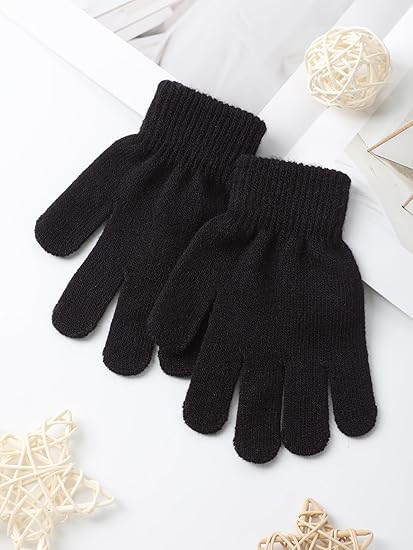 12 Pairs Kids Gloves Winter Toddler Full Fingers Knit Children Stretchy Warm Gloves Bulk for Boys Girls