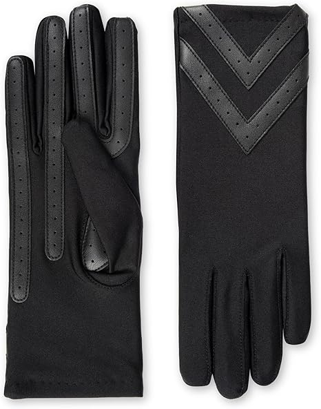 Womens Spandex Touchscreen Cold Weather Gloves With Warm Fleece Lining and Chevron Details