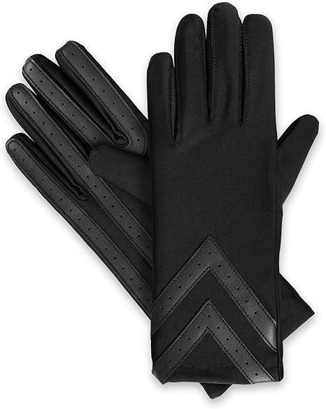 Womens Spandex Touchscreen Cold Weather Gloves With Warm Fleece Lining and Chevron Details